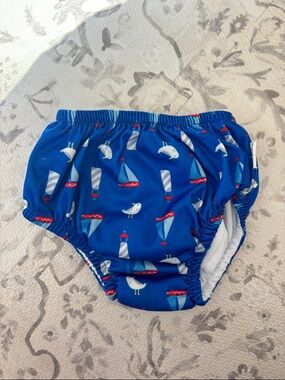 Navy Blue Nautical Print Swim Diaper